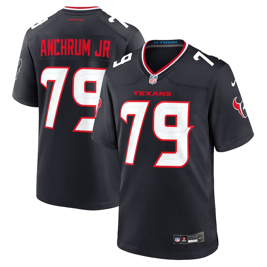 Men's Houston Texans Tremayne Anchrum Jr. Nike Navy Team Game Jersey - Jersey