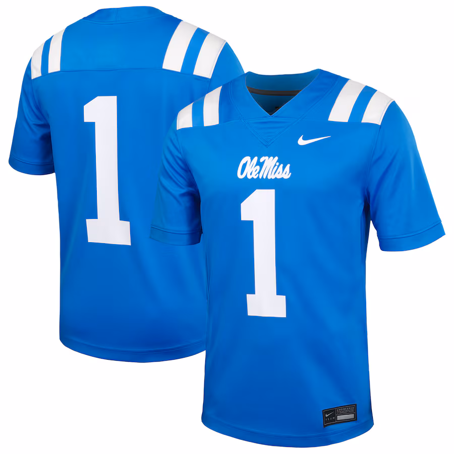 Men's Nike #1 Powder Blue Ole Miss Rebels Untouchable Football Jersey - Jersey
