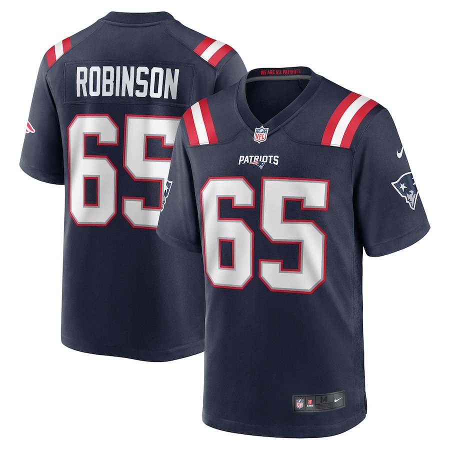 Men's New England Patriots Tyrese Robinson Nike Navy Game Jersey - Jersey