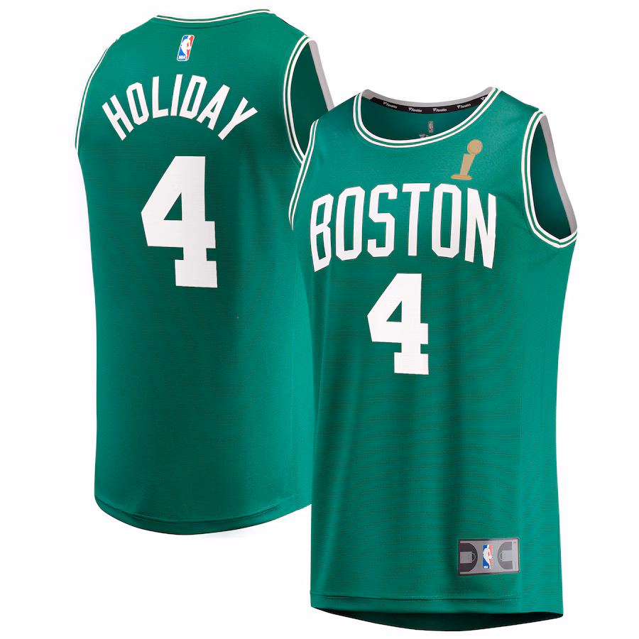 Men's Boston Celtics Jrue Holiday Fanatics Kelly Green 2024 NBA Finals Champions Fast Break Replica Player Jersey - Icon Edition - Jersey