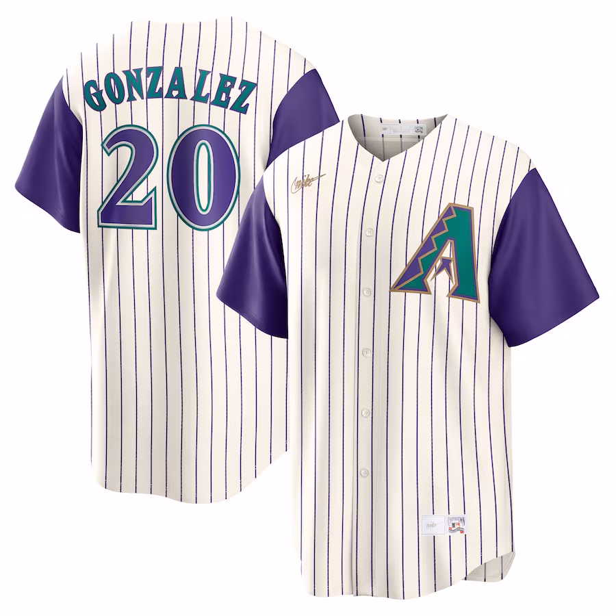 Men's Arizona Diamondbacks Luis Gonzalez Nike Cream/Purple Alternate Cooperstown Collection Player Jersey - Jersey