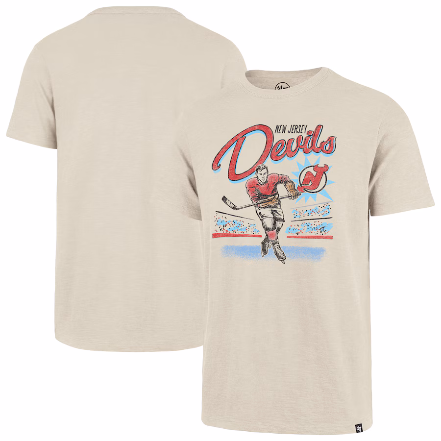 Men's New Jersey Devils '47 Natural Hockey Player Golden Age Scrum T-Shirt - Jersey