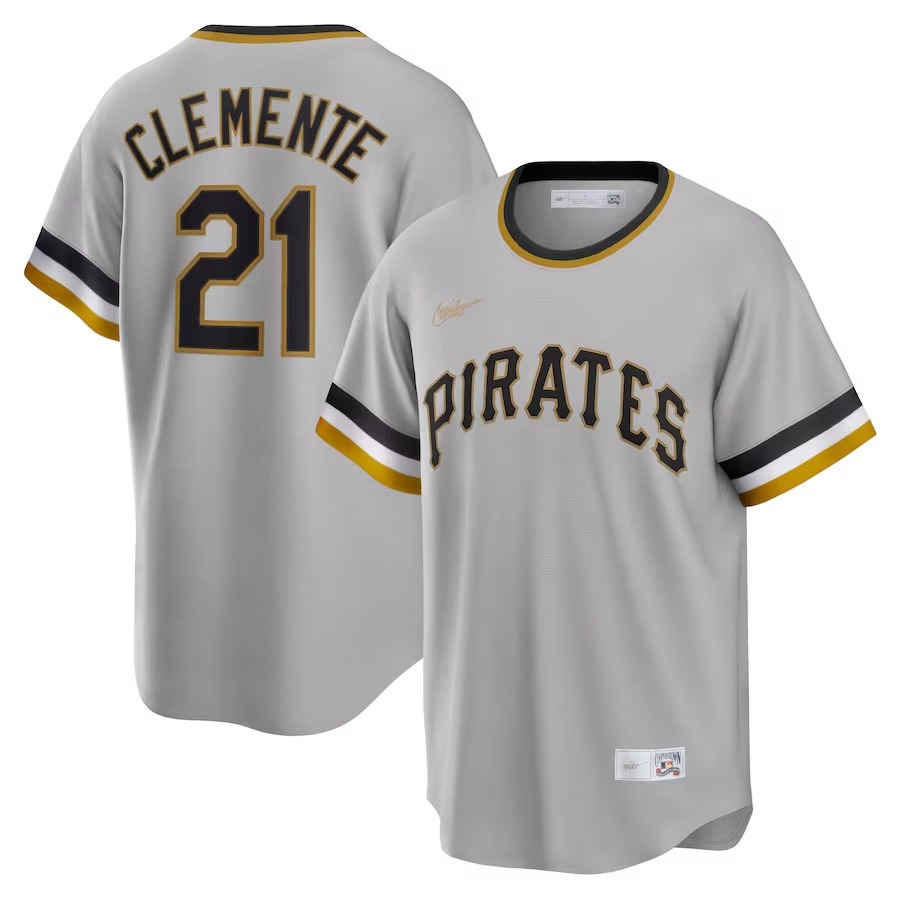 Men's Pittsburgh Pirates Roberto Clemente Nike Gray Road Cooperstown Collection Player Jersey - Jersey