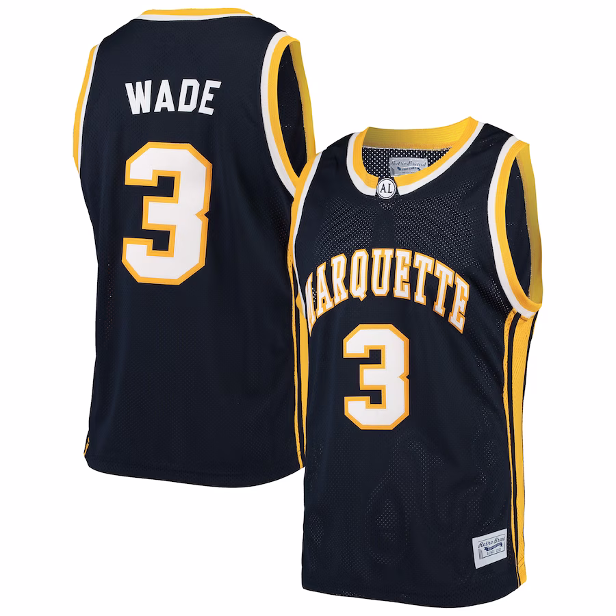 Dwyane Wade Marquette Golden Eagles Original Retro Brand Alumni Basketball Jersey - Navy - Jersey