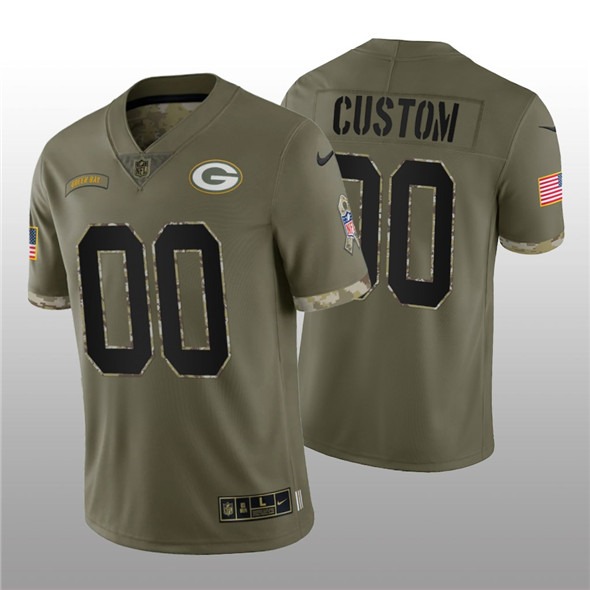 Men's Green Bay Packers ACTIVE PLAYER Custom 2022 Olive Salute To Service Limited Stitched Jersey - Jersey