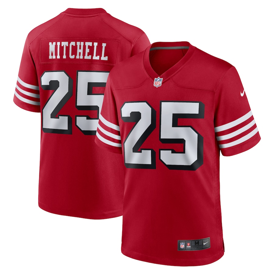 Men's San Francisco 49ers Elijah Mitchell Nike Scarlet Alternate Team Game Jersey - Jersey