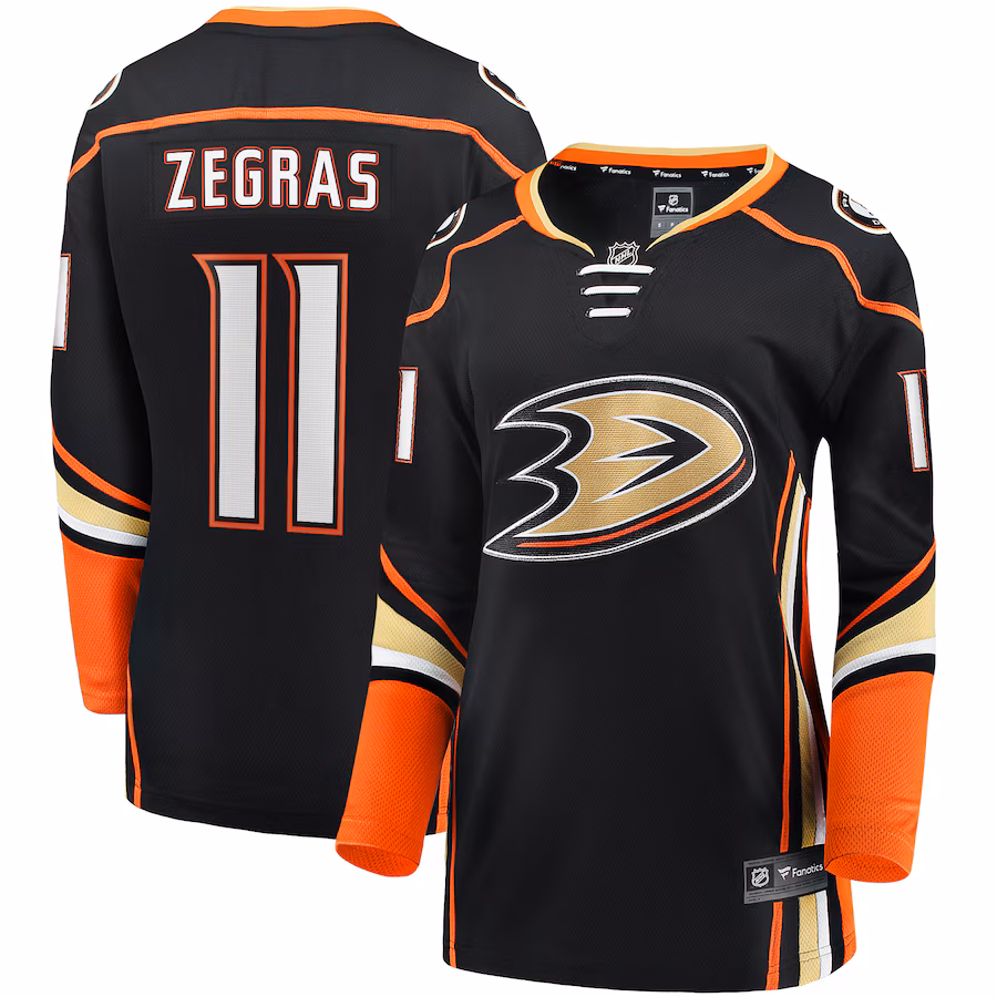 Women's Anaheim Ducks Trevor Zegras Fanatics Black Home Breakaway Player Jersey - Jersey