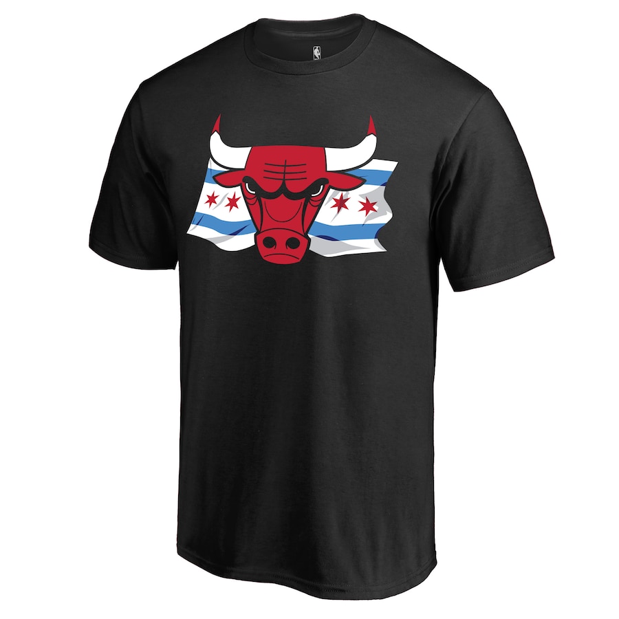 Men's Chicago Bulls Black Hometown Collection Chicago Flag T-Shirt - Jersey