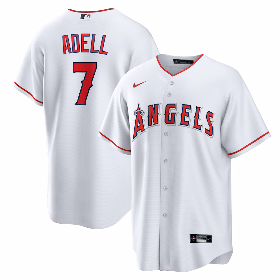 Men's Los Angeles Angels Jo Adell Nike White Home Replica Jersey - Jersey