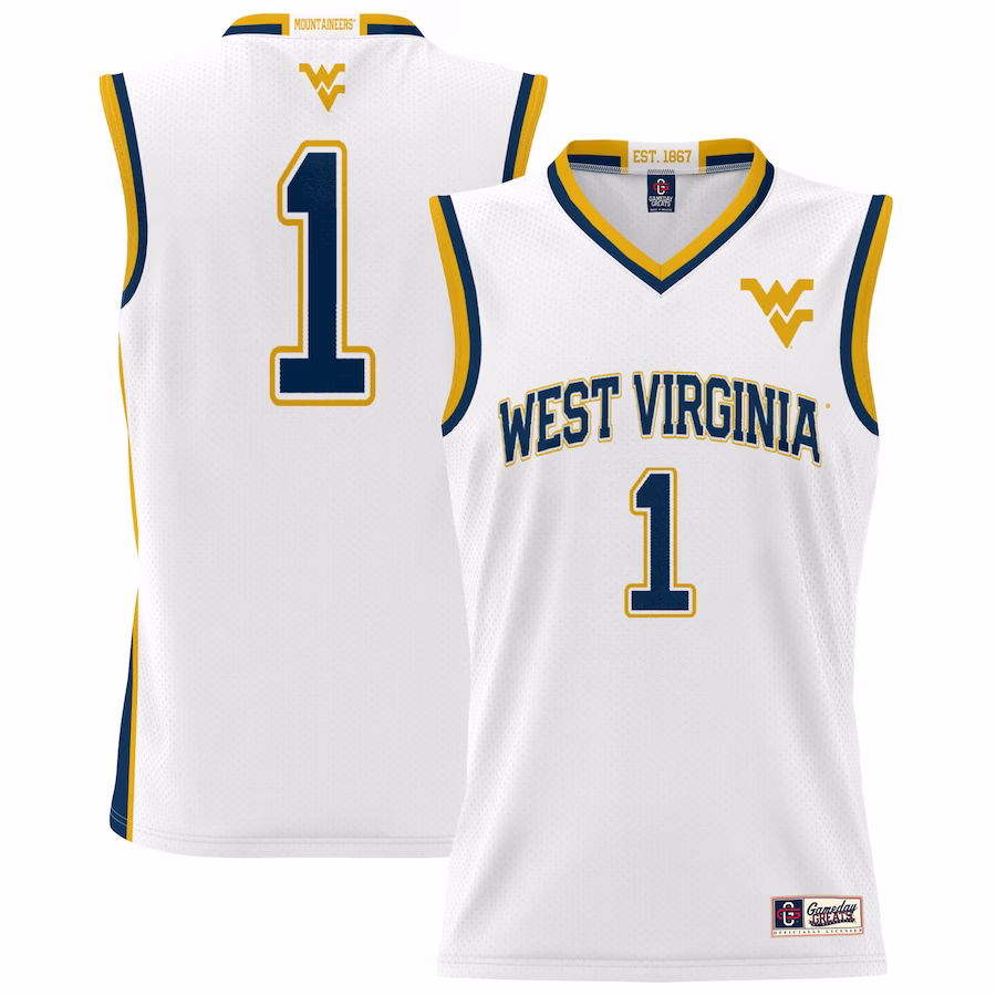 #1 West Virginia Mountaineers GameDay Greats Youth Lightweight Basketball Jersey - White - Jersey