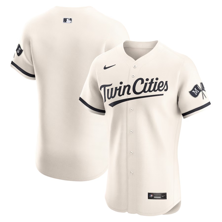 Men's Minnesota Twins Nike Cream Alternate Vapor Premier Elite Patch Jersey - Jersey