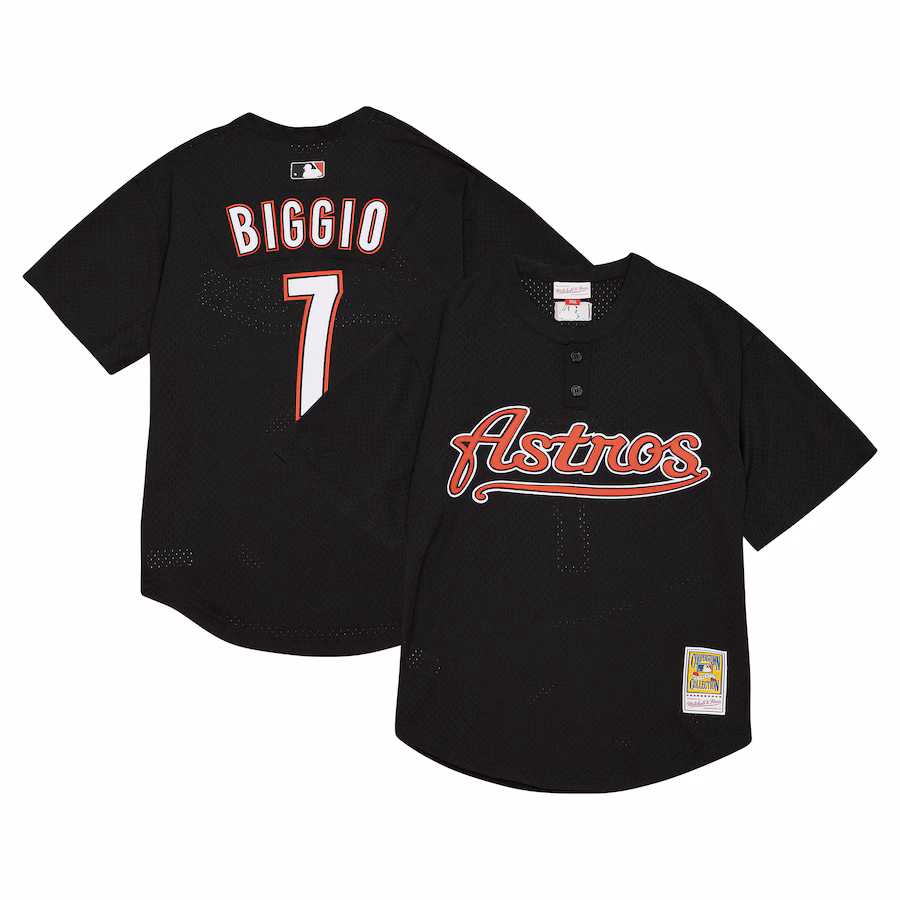 Men's Houston Astros Craig Biggio Profile Black Big & Tall Cooperstown Collection Mesh Batting Practice Jersey - Jersey