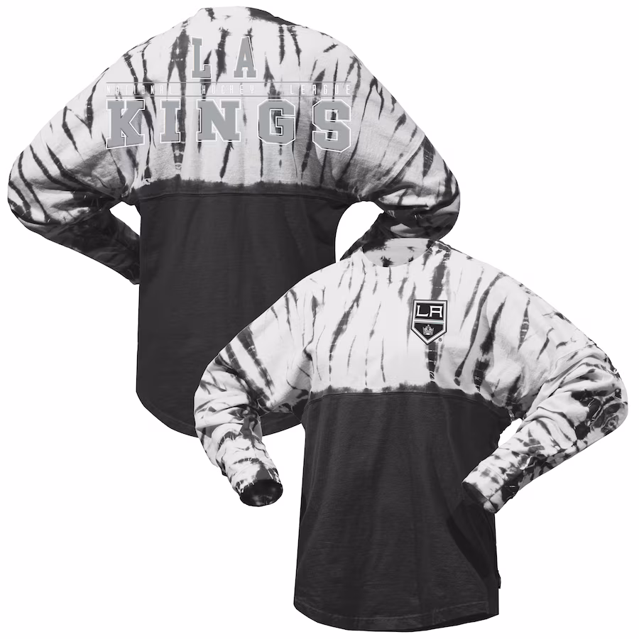 Unisex Los Angeles Kings Spirit Jersey Black Crystal Half Dye Long Sleeve T-Shirt - Jersey
