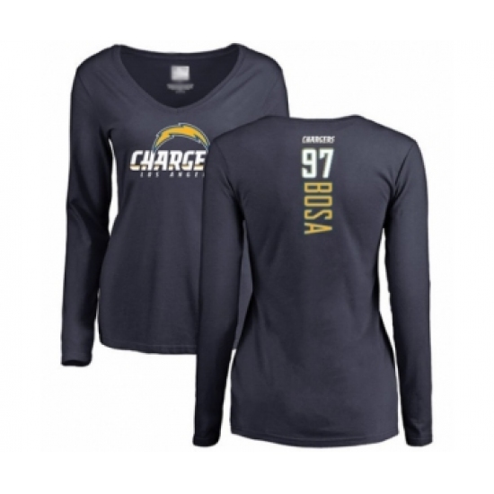 Football Women's Los Angeles Chargers #97 Joey Bosa Navy Blue Backer Long Sleeve T-Shirt - Jersey