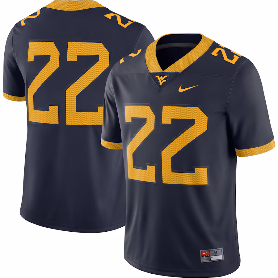 Men's Nike Navy West Virginia Mountaineers #22 Home Game Jersey - Jersey