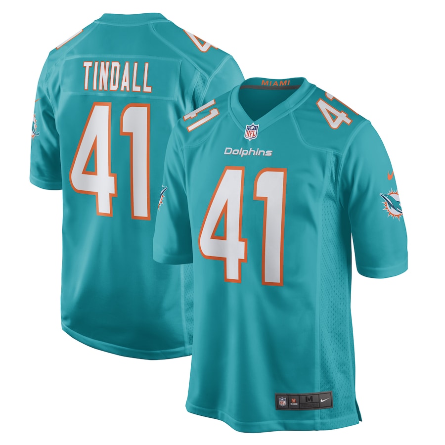 Men's Miami Dolphins Channing Tindall Nike Aqua Game Player Jersey - Jersey