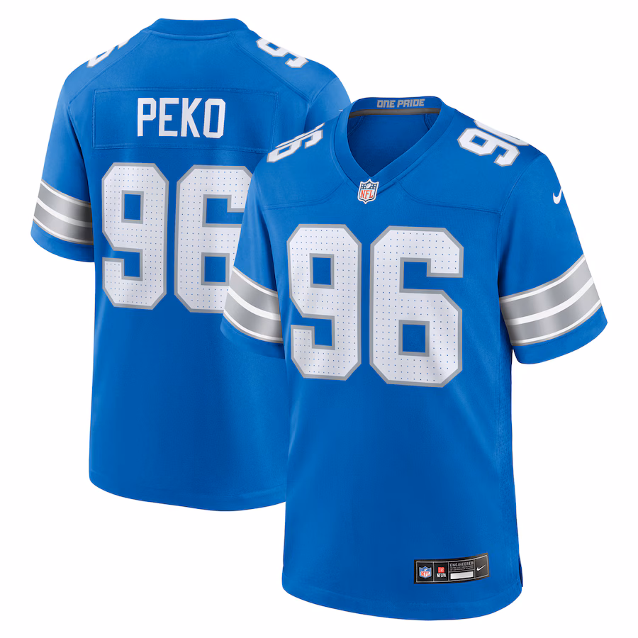 Men's Detroit Lions Kyle Peko Nike  Blue Game Jersey - Jersey