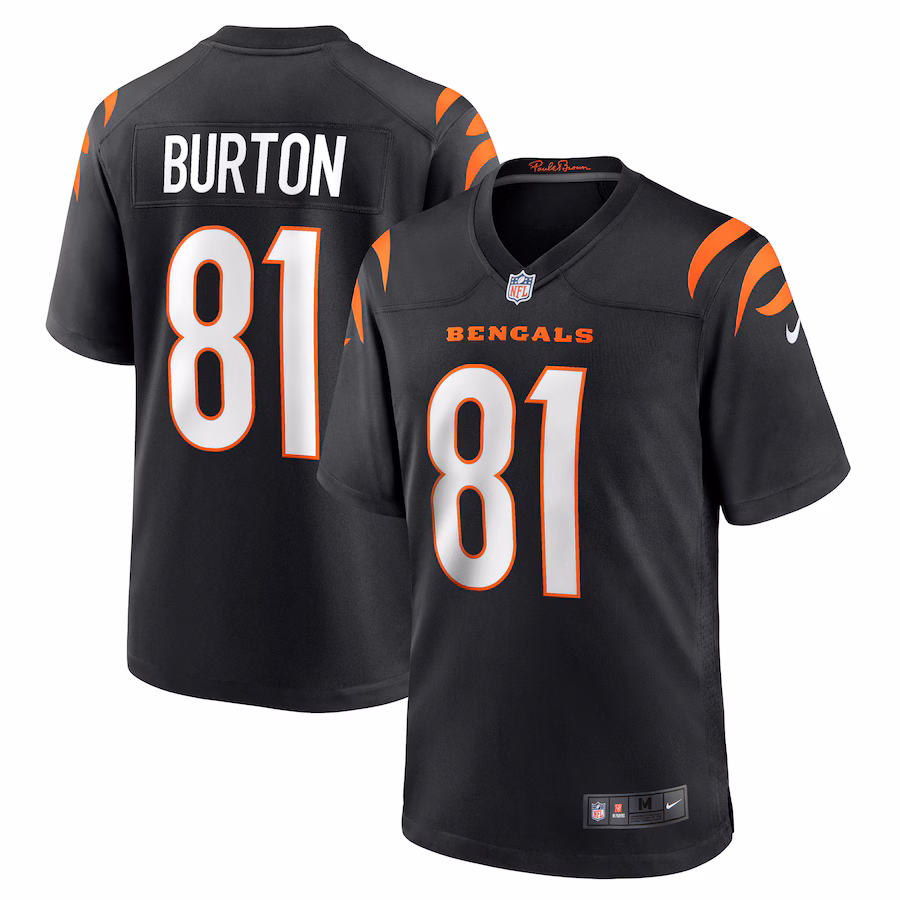 Men's Cincinnati Bengals Jermaine Burton Nike Black Game Jersey - Jersey