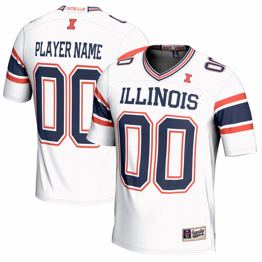 Illinois Fighting Illini GameDay Greats NIL Pick-A-Player Football Jersey - White - Jersey