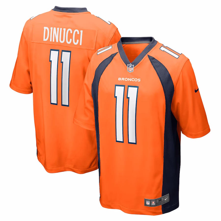 Men's Denver Broncos Ben DiNucci Nike  Orange Team Game Jersey - Jersey