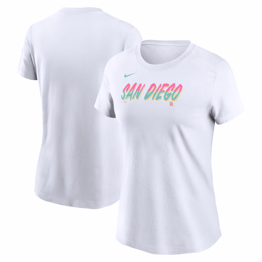 Women's San Diego Padres Nike White City Connect Wordmark T-Shirt - Jersey