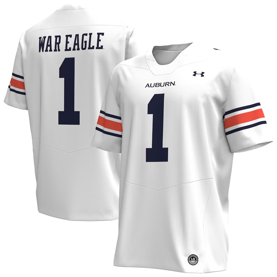 #1 Auburn Tigers Under Armour Replica Football Jersey - White - Jersey
