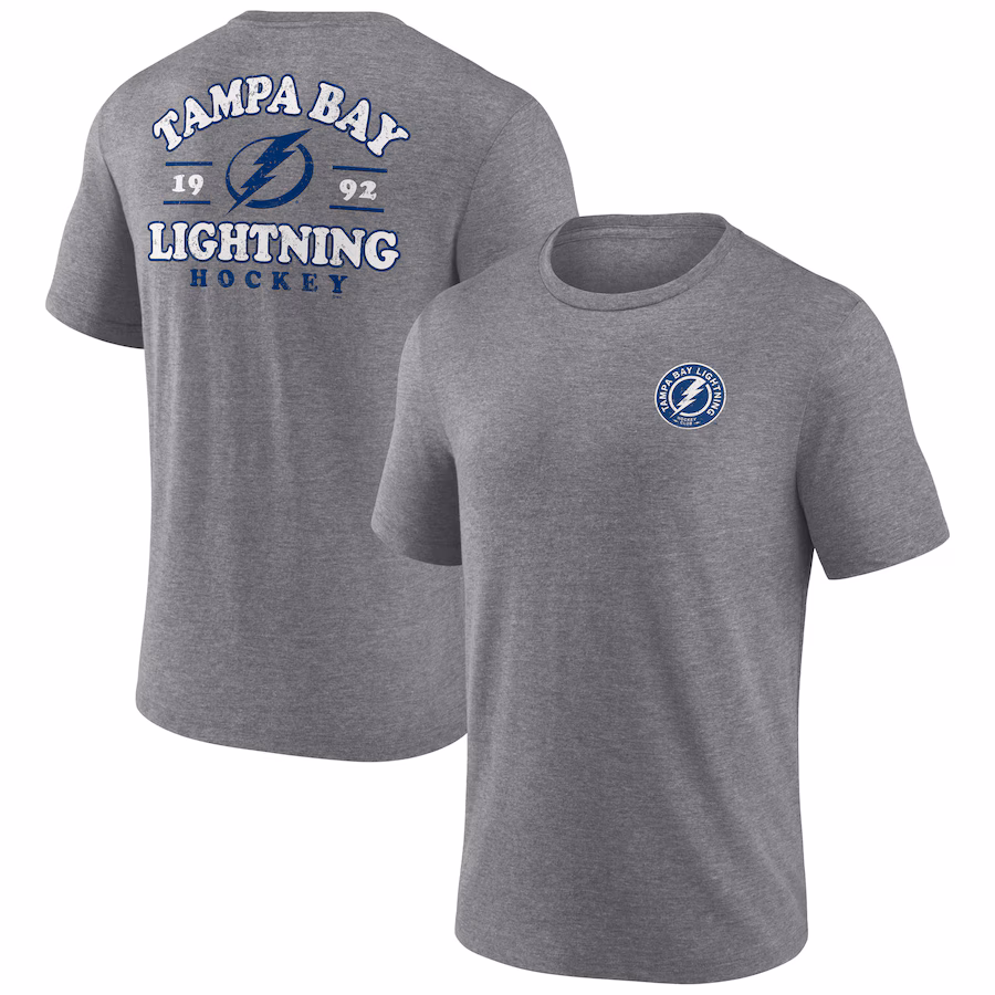 Men's Tampa Bay Lightning Fanatics Heather Gray Winger Tri-Blend T-Shirt - Jersey