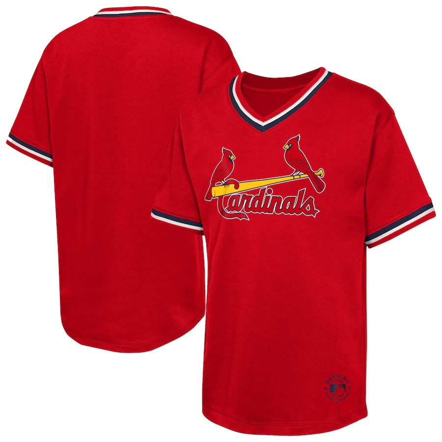 Youth St. Louis Cardinals Red Relief Pitcher V-Neck T-Shirt - Jersey