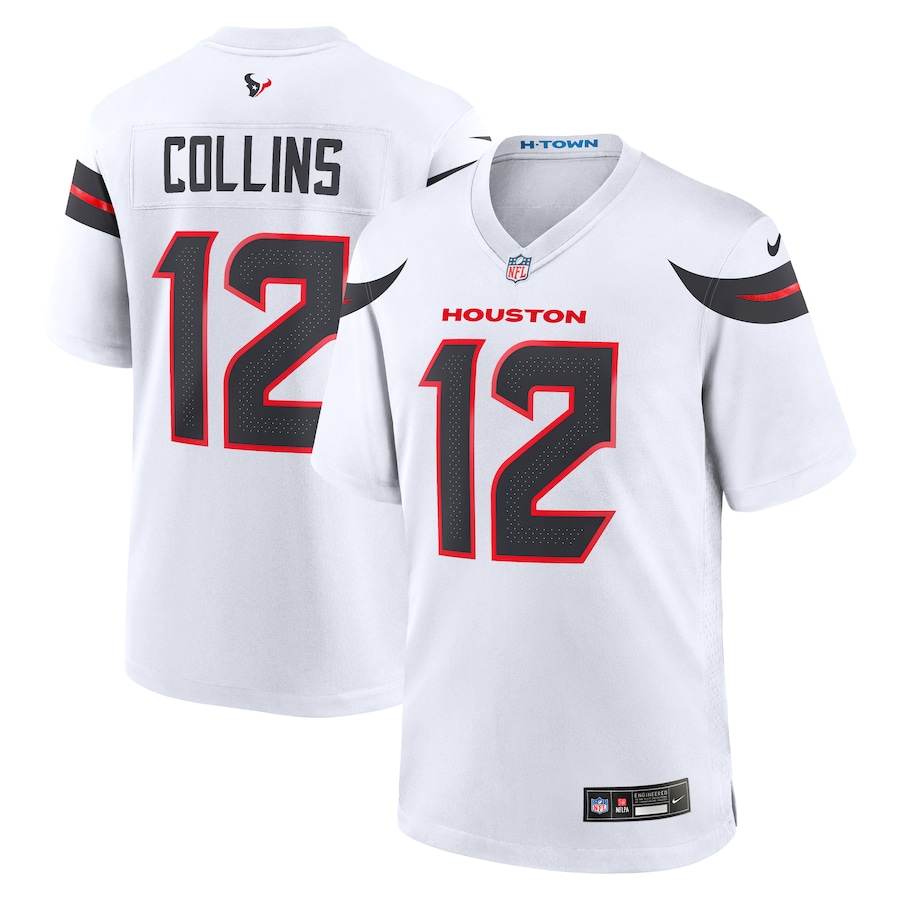 Men's Houston Texans Nico Collins Nike White Game Jersey - Jersey