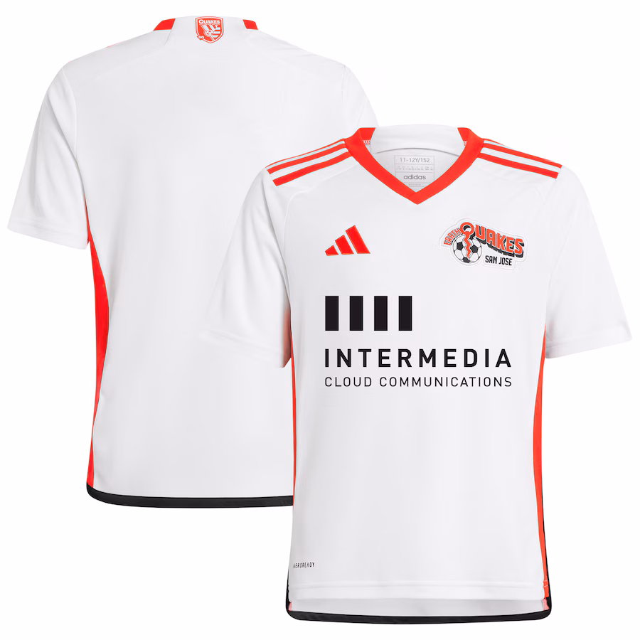 Youth San Jose Earthquakes  adidas White 2024 The 50 Kit Replica Jersey - Jersey