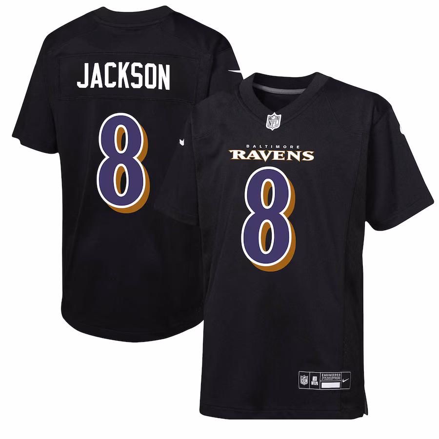Youth Baltimore Ravens Lamar Jackson Nike Carbon Black Fashion Game Jersey - Jersey