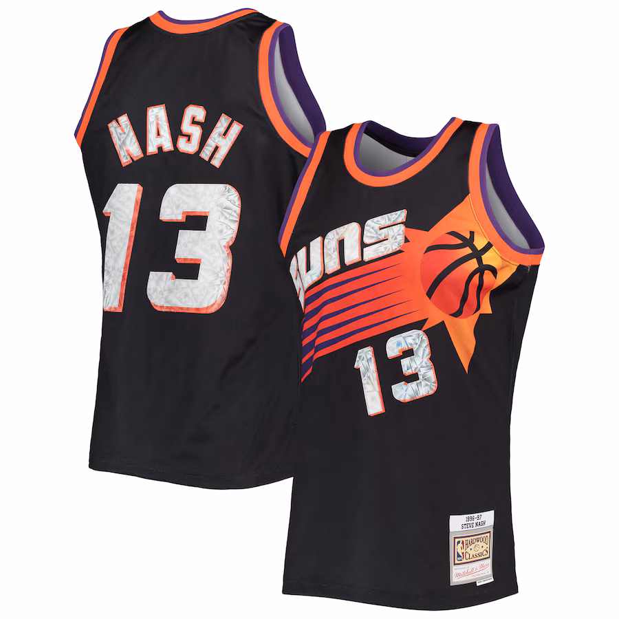 Men's Phoenix Suns Steve Nash Mitchell & Ness Black 1996/97 Hardwood Classics NBA 75th Anniversary Diamond Swingman Jersey - Jersey