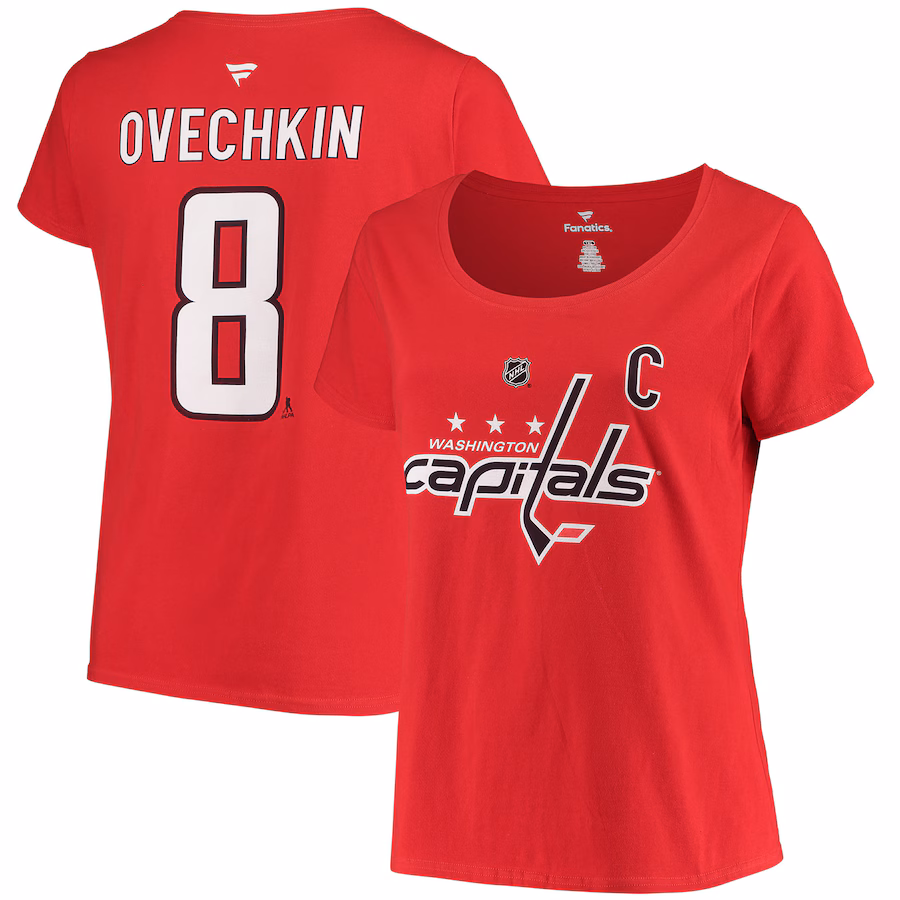 Women's Washington Capitals Alexander Ovechkin Fanatics Red Plus Size Name & Number Scoop Neck T-Shirt - Jersey