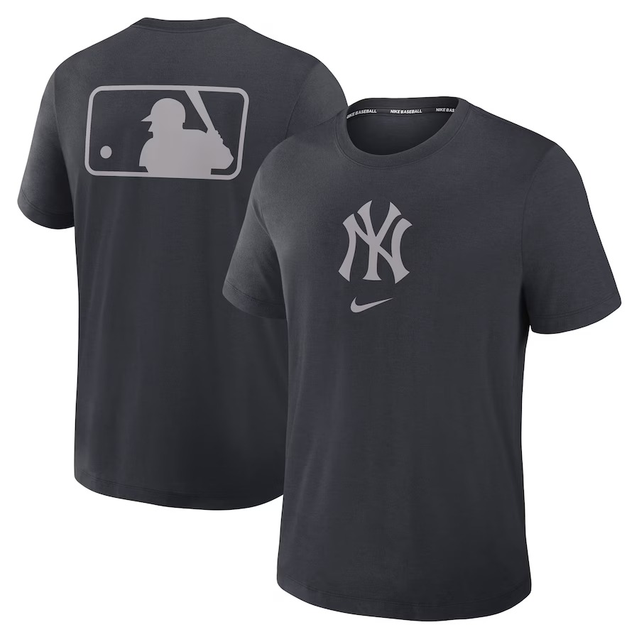 Men's New York Yankees Nike Navy Authentic Collection Early Work Tri-Blend Performance T-Shirt - Jersey