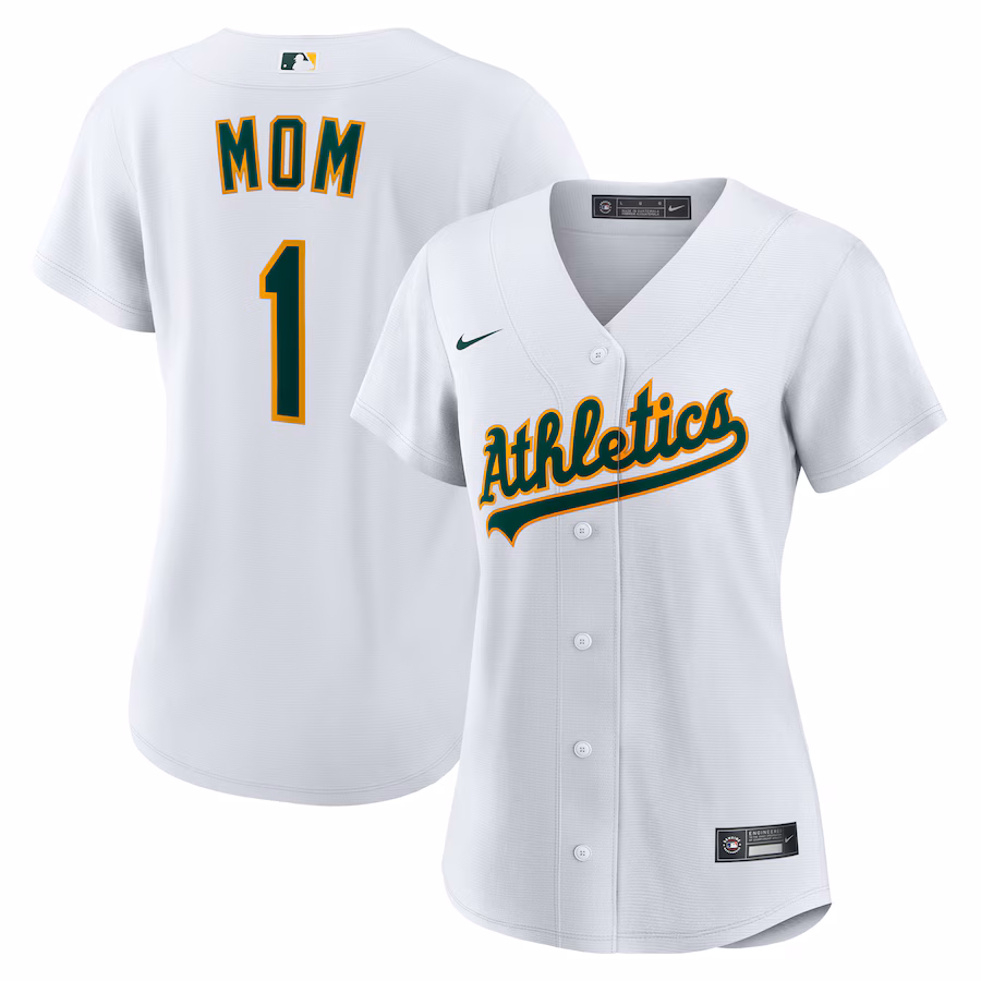 Women's Athletics Nike White #1 Mom Home Replica Jersey - Jersey