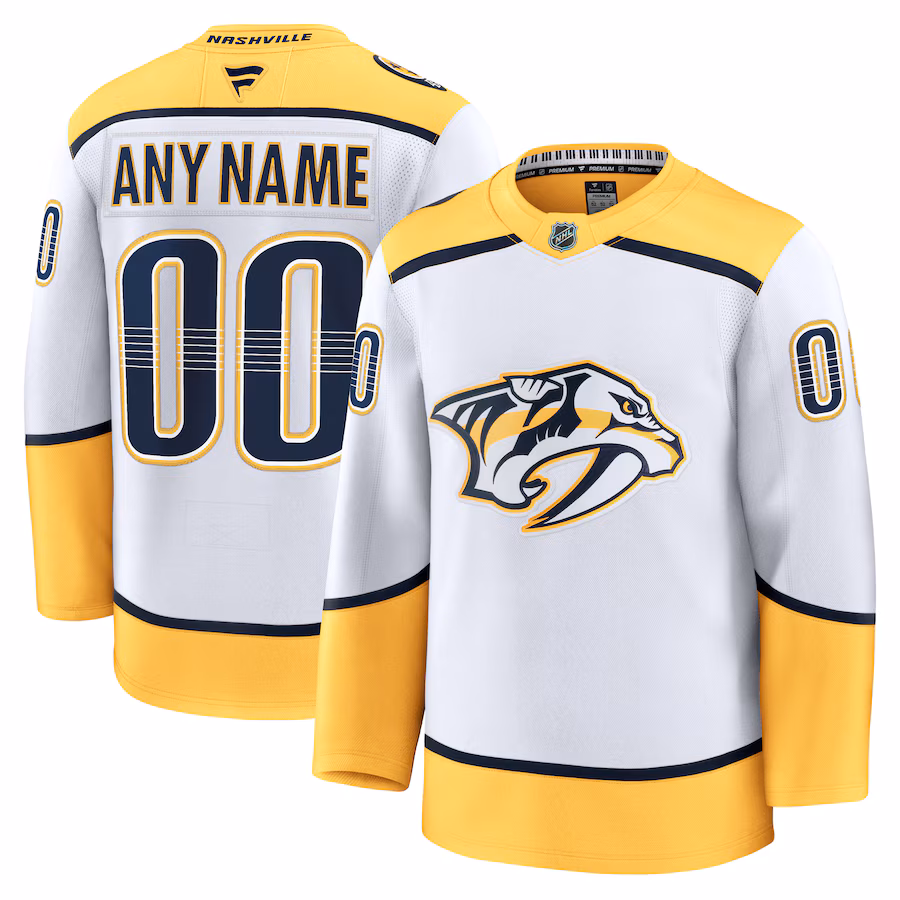Men's Nashville Predators Fanatics White Away Premium Custom Jersey - Jersey