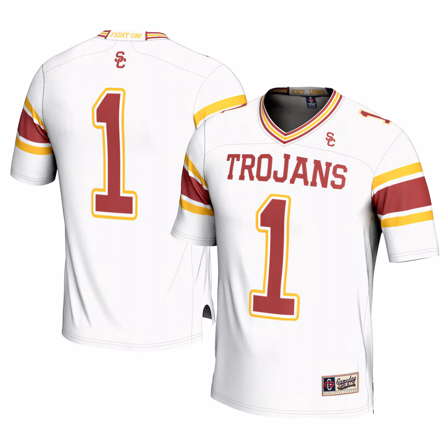 Men's GameDay Greats #1 White USC Trojans Football Jersey - Jersey