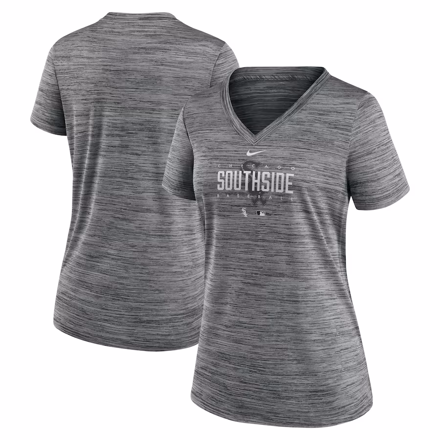 Women's Chicago White Sox Nike Gray City Connect Velocity Practice Performance V-Neck T-Shirt - Jersey