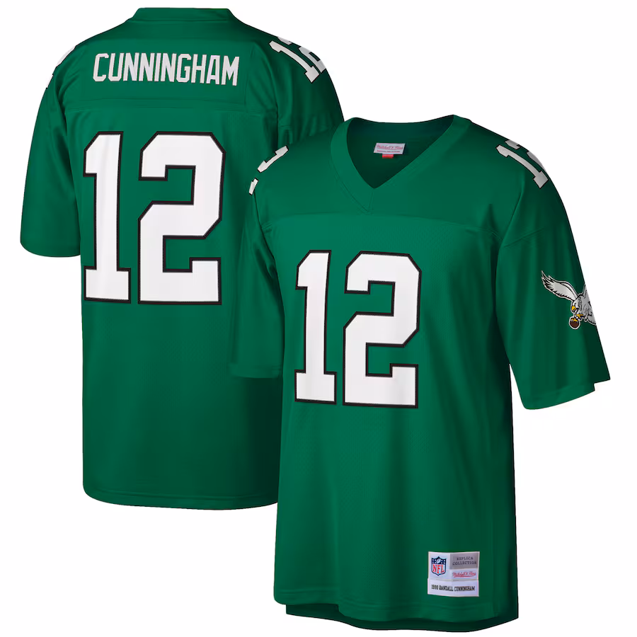 Men's Philadelphia Eagles Randall Cunningham Mitchell & Ness Kelly Green Big & Tall 1990 Retired Player Replica Jersey - Jersey