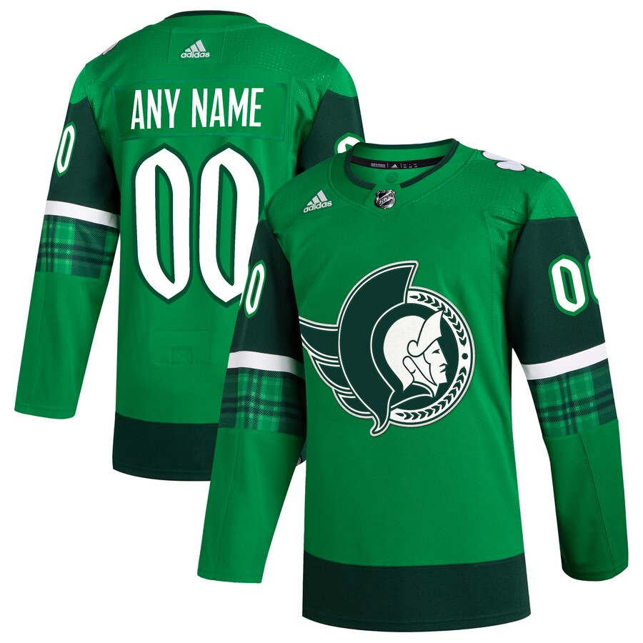 Men's Ottawa Senators  adidas Kelly Green St. Patrick's Day Authentic Custom Jersey - Jersey