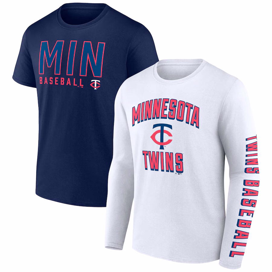 Men's Minnesota Twins Fanatics Navy/White Two-Pack Combo T-Shirt Set - Jersey