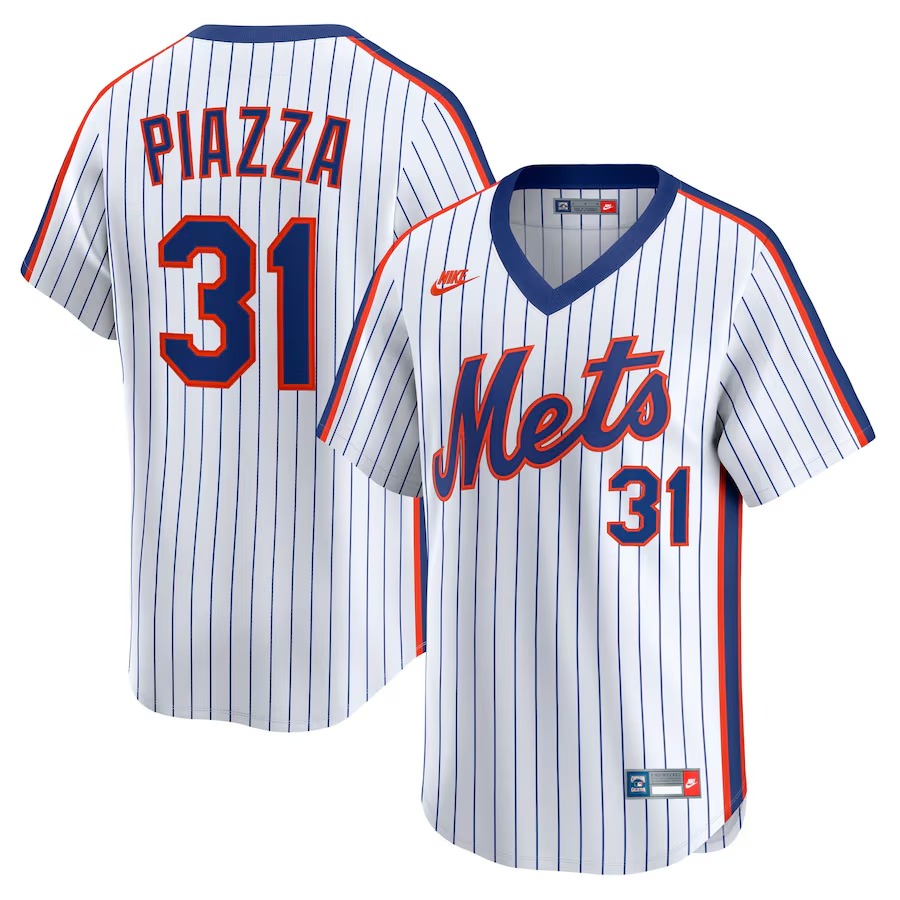 Men's New York Mets Mike Piazza Nike White Throwback Cooperstown Collection Limited Jersey - Jersey