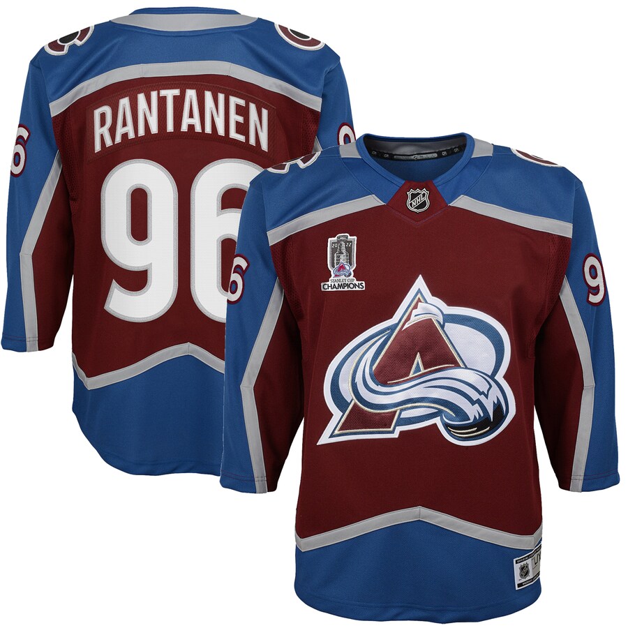Youth Colorado Avalanche Mikko Rantanen Burgundy Home 2022 Stanley Cup Champions Premier Player Jersey - Jersey