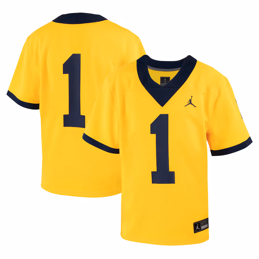 Youth Jordan Brand #1 Maize Michigan Wolverines Untouchable Football Jersey - Jersey