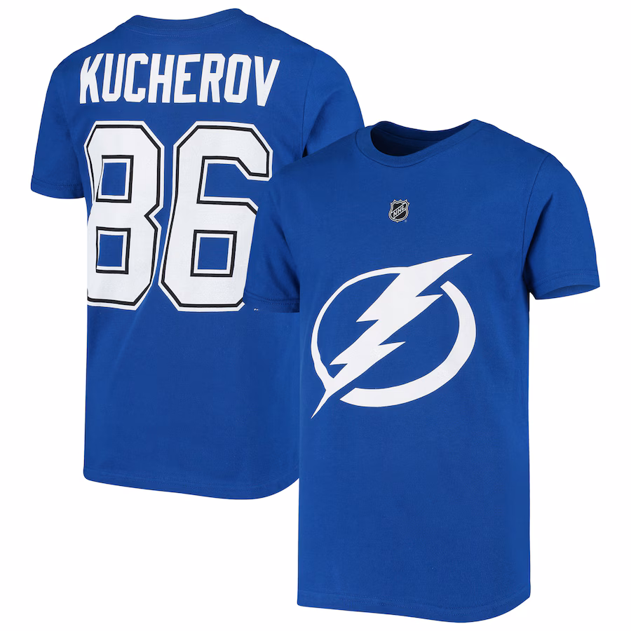 Youth Tampa Bay Lightning Nikita Kucherov Royal Player Name & Number T-Shirt - Jersey