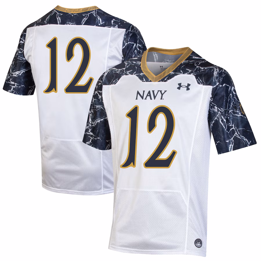 Women's Under Armour #12 White/Navy Navy Midshipmen 175 Years Special Game Replica Jersey - Jersey