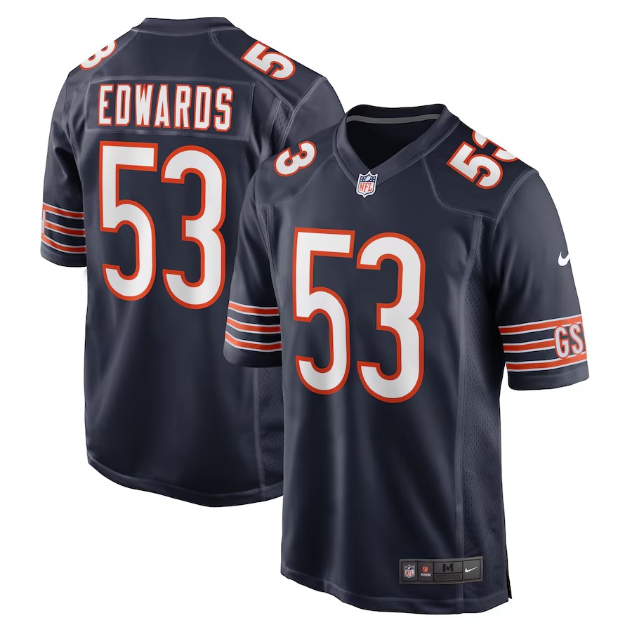 Men's Chicago Bears TJ Edwards Nike Navy Game Player Jersey - Jersey