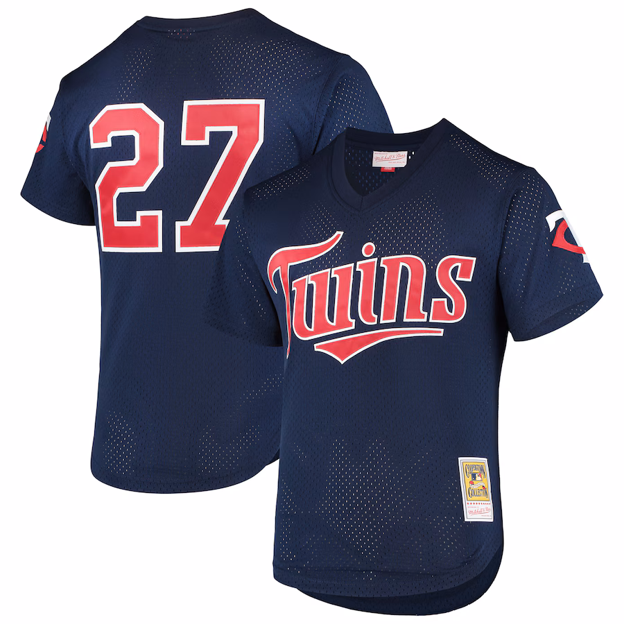Men's Minnesota Twins David Ortiz Mitchell & Ness Navy 2002 Cooperstown Collection Mesh Batting Practice Jersey - Jersey