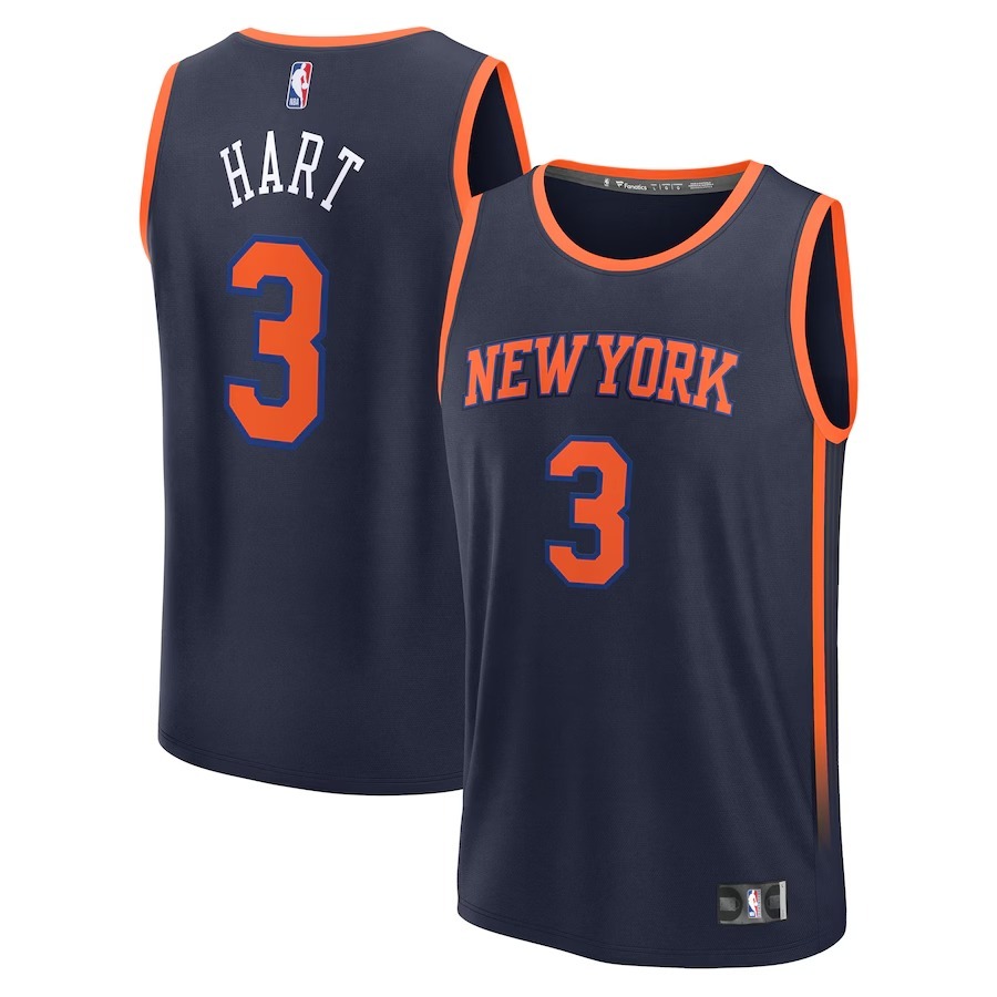 Men's New York Knicks Josh Hart Fanatics Navy Fast Break Replica Player Jersey - Statement Edition - Jersey