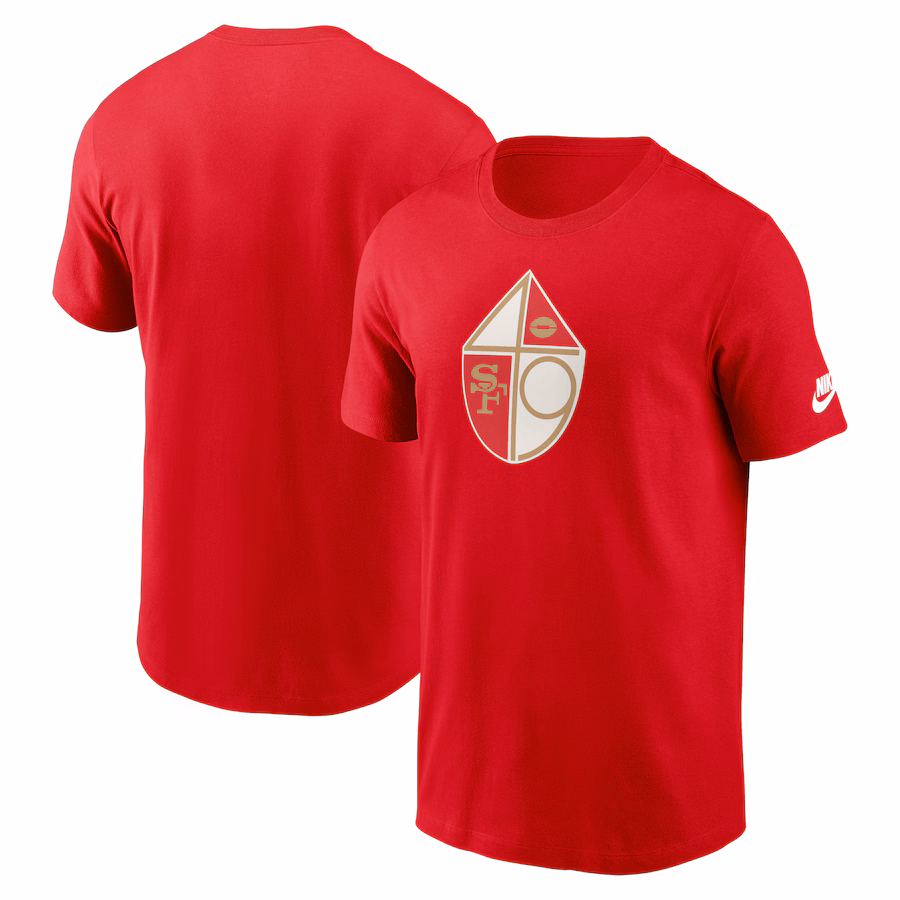 Men's San Francisco 49ers Nike Scarlet Rewind Logo Essential T-Shirt - Jersey
